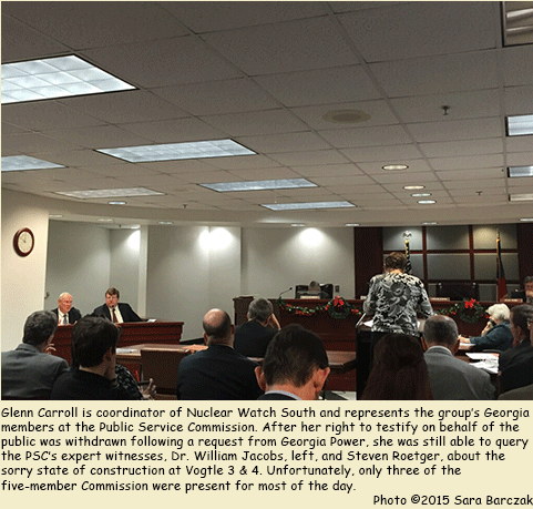 Glenn Carroll cross examines PSC witnesses at the 13th Vogtle Construction Monitoring Review.