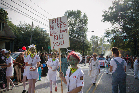 Nuclear Watch South's float in Little 5 Points Halloween Parade is featured in Creative Loafing